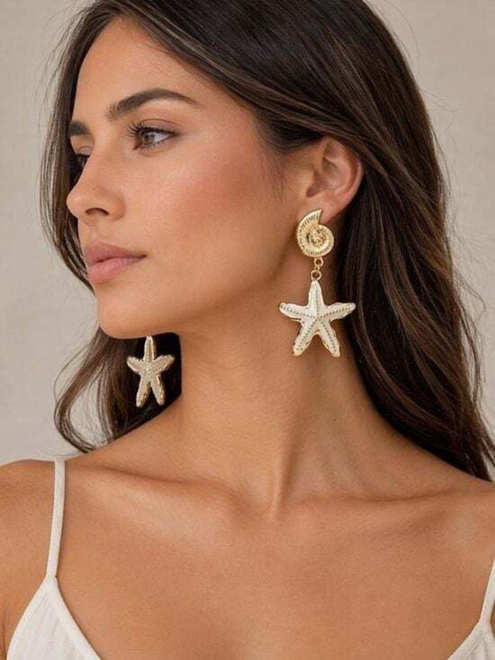 Gold Starfish Drop Earrings